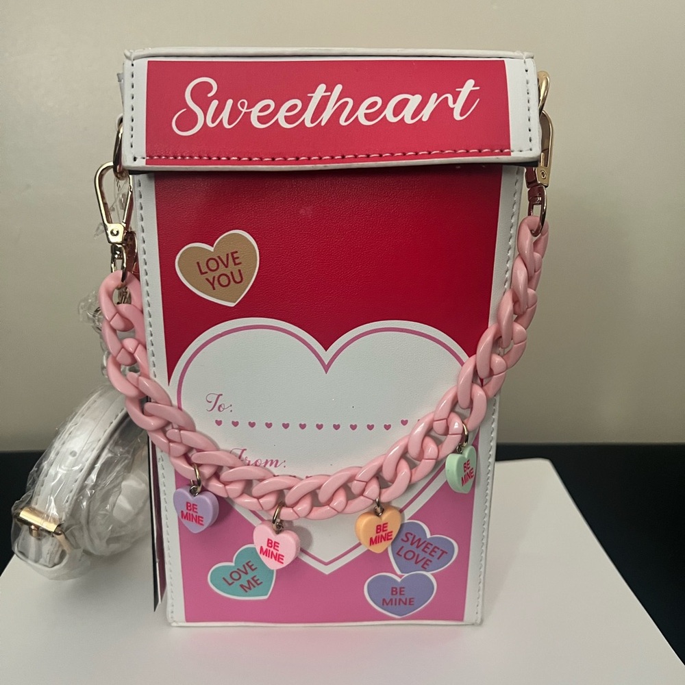 BNWT Sweetheart Vegan White and Pink Shoulder Bag - Picture 4 of 9